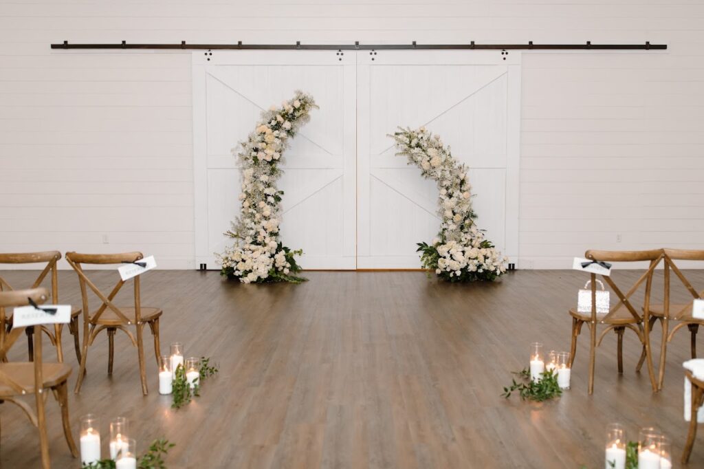 Kansas City wedding florist - White floral arch for wedding ceremony