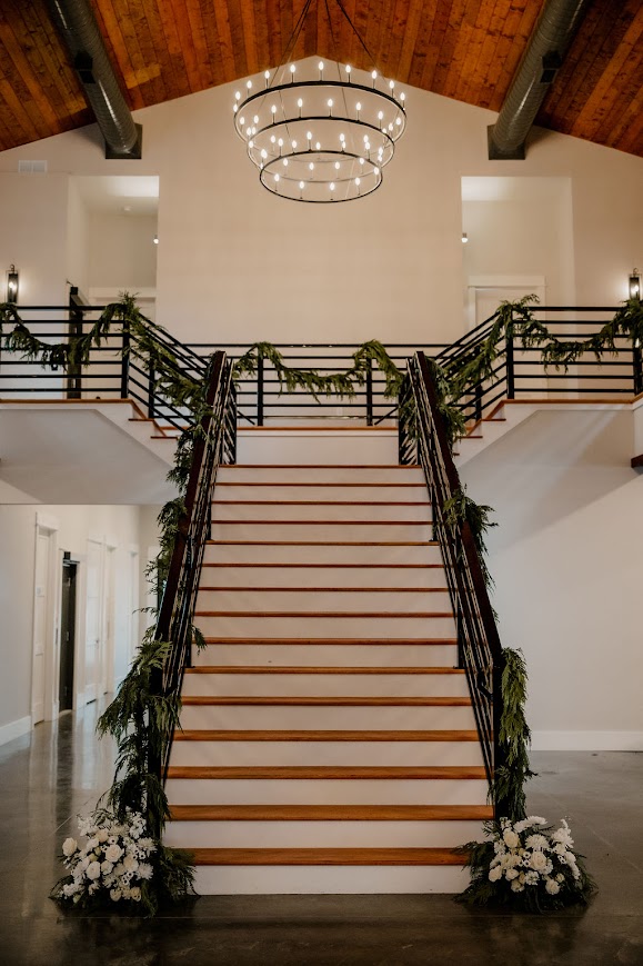 Winter Wedding Flowers Grand Staircase